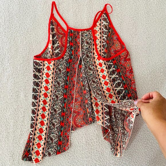 Persaya Tank top Multi Floral Open Back Semi Sheer Blouse Large - Picture 3 of 7